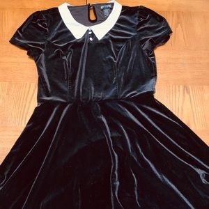 Black Velvet Dress with Collar